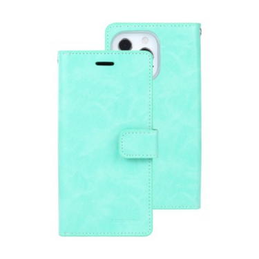iPhone 14 Pro Max Flip Wallet Case Cover with Metal Snap-On Fastener - PU Leather & TPU Featuring Front Cover, Multiple Card Holder Slots & Shock Resistance - Mint